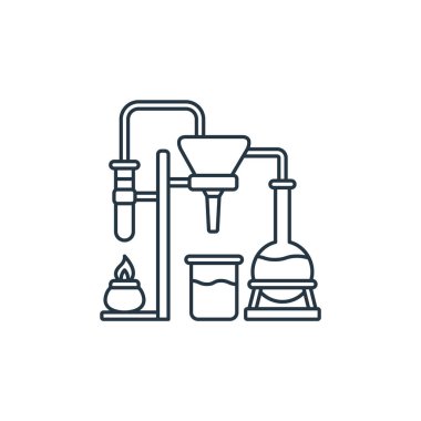 Laboratuvar vektör simgesi. Laboratuvarda düzenlenebilir felç. Web ve mobil uygulamalarda, logoda ve yazılı medyada kullanmak için laboratuvar lineer sembolü. İnce çizgili çizim. Vektör izole çizimi.