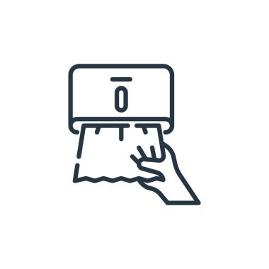 Kağıt mendil vektör simgesi. Kağıt mendil darbesi. Web ve mobil uygulamalarda, logoda ve yazılı medyada kullanım için doku kağıdı lineer sembolü. İnce çizgili çizim. Vektör izole çizimi.