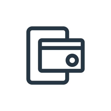 Ödeme vektör simgesi. Ödeme yapılabilir vuruş. Web ve mobil uygulamalarda kullanım için ödeme lineer sembolü, logo, yazdırma medyası. İnce çizgili çizim. Vektör izole çizimi.