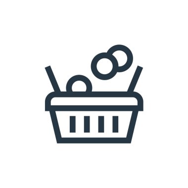 Alışveriş arabası ikonu. Alışveriş arabası inme inmesi. İnternet ve mobil uygulamalarda kullanım için alışveriş arabası lineer sembolü, logo, yazdırma medyası. İnce çizgili çizim. Vektör izole çizimi.