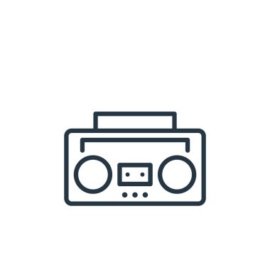 ses teybi vektör simgesi. Ses kasedi değiştirilebilir vuruş. Web ve mobil uygulamalarda kullanmak için ses bandı doğrusal sembolü, logo, yazdırma ortamı. İnce çizgili çizim. Vektör izole çizimi.