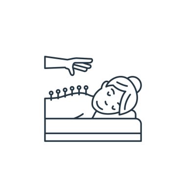 akupunktur vektör simgesi. akupunktur düzenlenebilir felç. Web ve mobil uygulamalarda, logoda ve yazılı medyada kullanım için akupunktur lineer sembolü. İnce çizgili çizim. Vektör izole çizimi.