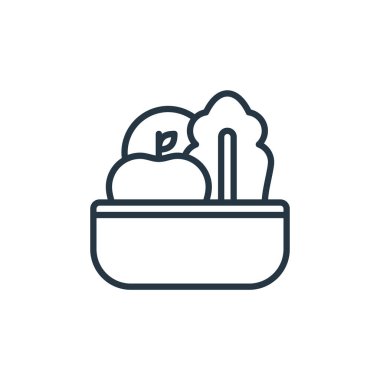 Sebze vektör simgesi. Sebzeler yenilebilir. İnternet ve mobil uygulamalarda kullanım için sebze doğrusal sembolü, logo, yazdırma medyası. İnce çizgili çizim. Vektör izole çizimi.