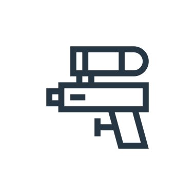 Su tabancası vektör simgesi. Su tabancası inme inmesi. su tabancası lineer sembolü web ve mobil uygulamalar, logo, yazdırma medyası için. İnce çizgili çizim. Vektör izole çizimi.