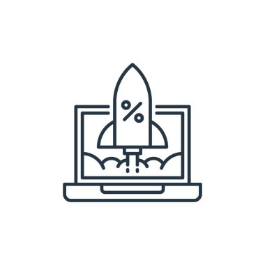 Roket fırlatma vektör simgesi. Roket fırlatma düzenlenebilir vuruş. Web ve mobil uygulamalarda kullanmak için roket fırlatma lineer sembolü, logo, yazdırma ortamı. İnce çizgili çizim. Vektör izole çizimi.