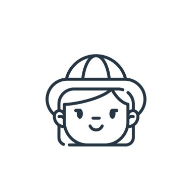 kız vektör simgesi. Kurgulanabilir kız felci. Web ve mobil uygulamalarda kullanmak için kız doğrusal sembolü, logo, yazdırma medyası. İnce çizgili çizim. Vektör izole çizimi.