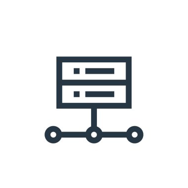 sunucu vektör simgesi. sunucu darbesi. Web ve mobil uygulamalarda kullanmak için sunucu doğrusal sembolü, logo, yazdırma ortamı. İnce çizgili çizim. Vektör izole çizimi.