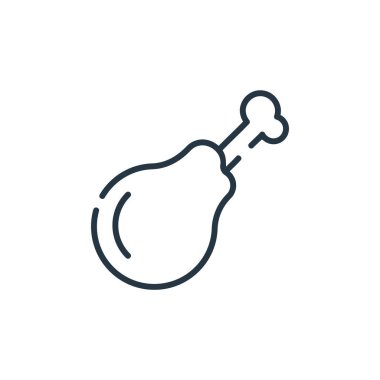 Tavuk budu vektör simgesi. Tavuk budu kurgulanabilir felç. İnternet ve mobil uygulamalarda kullanılacak tavuk budu doğrusal sembolü, logo, yazdırma medyası. İnce çizgili çizim. Vektör izole çizimi.