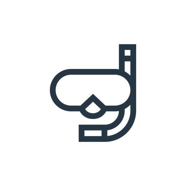 Dalış maskesi vektör simgesi. Dalış maskesi değiştirilebilir felç. Web ve mobil uygulamalarda kullanmak için dalış maskesi çizgisel sembolü, logo, yazdırma ortamı. İnce çizgili çizim. Vektör izole çizimi.