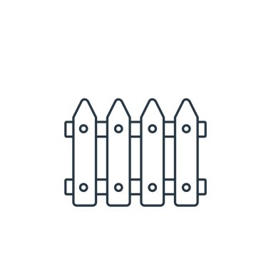 Çit vektör simgesi. Çit kurgulanabilir felç. Web ve mobil uygulamalarda, logoda, yazdırma ortamında kullanılacak doğrusal çit sembolü. İnce çizgili çizim. Vektör izole çizimi.