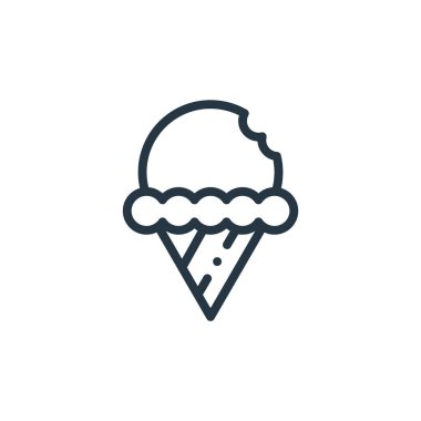 dondurma vektör simgesi. Dondurma dilimi. Web ve mobil uygulamalarda, logoda ve yazılı medyada kullanılmak üzere dondurma doğrusal sembolü. İnce çizgili çizim. Vektör izole çizimi.