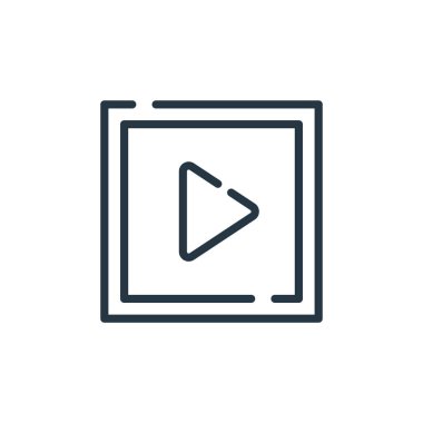 vektör simgesini çal. Düzenlenebilir vuruş çal. Web ve mobil uygulamalarda kullanmak için doğrusal simge oynat, logo, yazdırma ortamı. İnce çizgili çizim. Vektör izole çizimi.