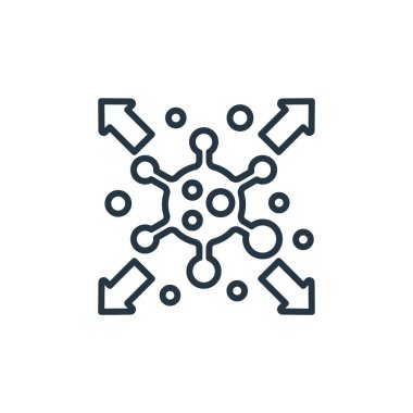 Salgın vektör simgesi. Salgın, düzenlenebilir felç. Web ve mobil uygulamalarda, logoda ve yazılı medyada kullanmak için salgın doğrusal sembol. İnce çizgili çizim. Vektör izole çizimi.