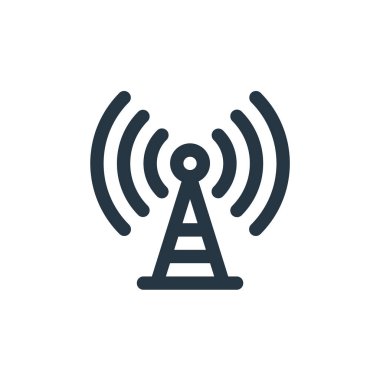 Sinyal vektör simgesi. Sinyal değiştirilebilir felç. Web ve mobil uygulamalarda, logoda, yazıcı ortamında kullanmak için sinyal doğrusal sembolü. İnce çizgili çizim. Vektör izole çizimi.