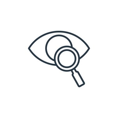 Göz testi vektör simgesi. Göz testi yenilebilir felç. Web ve mobil uygulamalarda kullanmak için göz testi lineer sembolü, logo, yazdırma medyası. İnce çizgili çizim. Vektör izole çizimi.