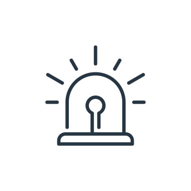 Siren vektör simgesi. Düzenlenebilir siren sesi. Web ve mobil uygulamalarda, logoda, yazdırma ortamında kullanılmak üzere siren doğrusal sembolü. İnce çizgili çizim. Vektör izole çizimi.