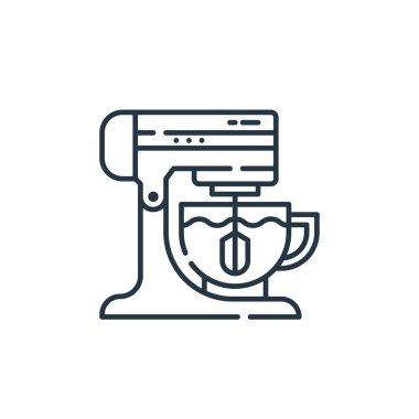 Karıştırıcı vektör simgesi. Karıştırılabilir felç. Web ve mobil uygulamalarda kullanmak için karıştırıcı doğrusal sembolü, logo, yazdırma ortamı. İnce çizgili çizim. Vektör izole çizimi.