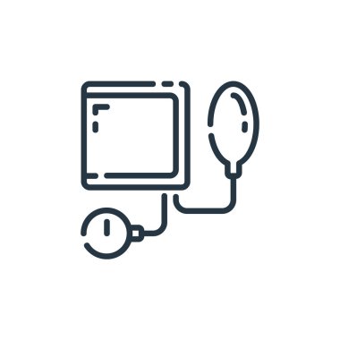 Kan basıncı vektör simgesi. Kan basıncı düzenlenebilir inme. İnternet ve mobil uygulamalarda kullanmak için kan basıncı lineer sembolü, logo, yazdırma medyası. İnce çizgili çizim. Vektör izole çizimi.