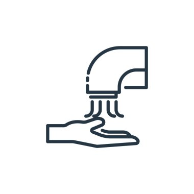 el kurutma vektör simgesi. El kurutma makinesi inmesi. Web ve mobil uygulamalarda kullanmak için el kurutma makinesi lineer sembolü, logo, yazdırma medyası. İnce çizgili çizim. Vektör izole çizimi.