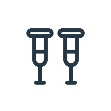 Koltuk değneği vektör simgesi. Koltuk değnekleri yenilebilir. İnternet ve mobil uygulamalarda, logoda, yazdırma ortamında kullanılacak doğrusal simgeyi destekler. İnce çizgili çizim. Vektör izole çizimi.