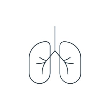 Akciğer vektör simgesi. Akciğerler düzenlenebilir felç. Akciğer lineer sembolü web ve mobil uygulamalarda, logoda, yazdırma ortamında kullanılır. İnce çizgili çizim. Vektör izole çizimi.