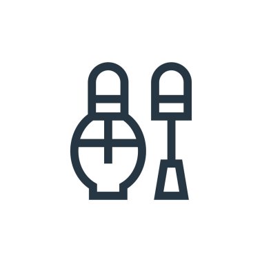 Tırnak cilası ikonu. Oje sürme vuruşu. Web ve mobil uygulamalarda, logoda ve yazılı medyada kullanmak için oje doğrusal sembolü. İnce çizgili çizim. Vektör izole çizimi.