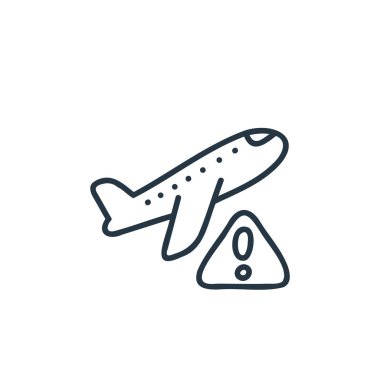 Uçuş vektör simgesi yok. Uçuş düzenlenebilir inme yok. Web ve mobil uygulamalarda kullanılacak uçuş lineer simgesi yok, logo, yazdırma ortamı. İnce çizgili çizim. Vektör izole çizimi.