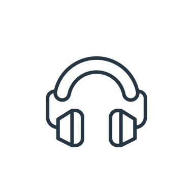 Kulak koruyucu vektör simgesi. Kulak koruyucu inme. İnternet ve mobil uygulamalarda, logoda ve yazılı medyada kullanılacak doğrusal kulaklık sembolü. İnce çizgili çizim. Vektör izole çizimi.