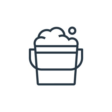 çamaşır vektörü simgesi. Yıkanabilir felç. İnternet ve mobil uygulamalarda kullanım için doğrusal simge yıkama, logo, yazdırma medyası. İnce çizgili çizim. Vektör izole çizimi.