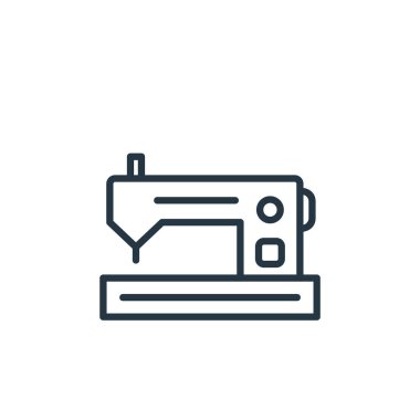Dikiş makinesi vektör simgesi. Dikiş makinesi, düzenlenebilir felç. Web ve mobil uygulamalarda kullanmak için makine doğrusal sembolü, logo, yazdırma medyası. İnce çizgili çizim. Vektör izole çizimi.