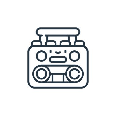 boombox vektör simgesi. Müzik seti düzenlenebilir vuruş. Web ve mobil uygulamalarda, logoda, yazıcı ortamında kullanım için boombox lineer sembolü. İnce çizgili çizim. Vektör izole çizimi.