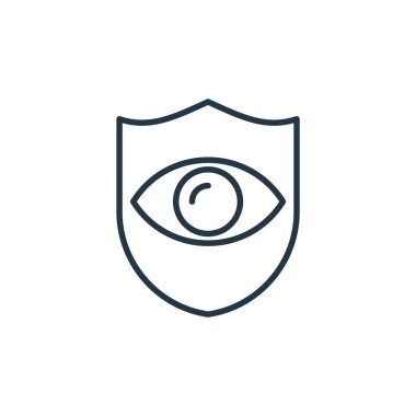 Göz sigortası ikonu. Göz sigortası inmesi. İnternet ve mobil uygulamalarda kullanım için göz sigortası lineer sembolü, logo, yazdırma medyası. İnce çizgili çizim. Vektör izole çizimi.