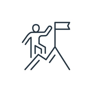 Tırmanış vektörü simgesi. Düzenlenebilir inme. Web ve mobil uygulamalarda kullanmak için doğrusal sembollere tırmanmak, logo, yazdırma medyası. İnce çizgili çizim. Vektör izole çizimi.