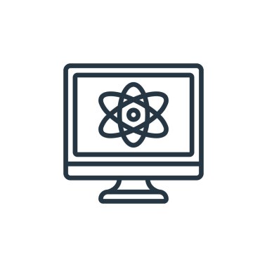 kuantum hesaplama vektör simgesi. kuantum hesaplama düzenlenebilir vuruş. kuantum hesaplama lineer sembolü web ve mobil uygulamalar, logo, yazdırma medyası. İnce çizgili çizim. Vektör izole çizimi.