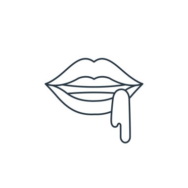 Ağız vektör simgesi. Ağız felci. ağ ve mobil uygulamalarda kullanım için ağız doğrusal sembolü, logo, yazdırma medyası. İnce çizgili çizim. Vektör izole çizimi.
