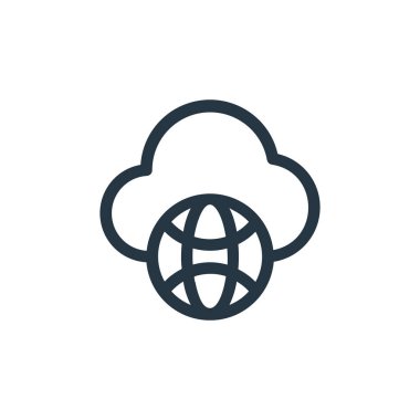 Bulut vektör simgesi. Bulutlu felç. İnternet ve mobil uygulamalarda, logoda ve yazılı medyada kullanılacak bulut doğrusal sembolü. İnce çizgili çizim. Vektör izole çizimi.