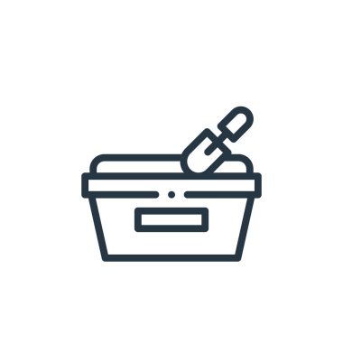 Kum havuzu vektör simgesi. Kurgulanabilir kum havuzu vuruşu. Web ve mobil uygulamalarda kullanmak için kum havuzu lineer sembolü, logo, yazdırma ortamı. İnce çizgili çizim. Vektör izole çizimi.