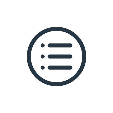 Liste vektör simgesi. Düzenlenebilir felç listesi. Web ve mobil uygulamalarda kullanmak için doğrusal sembolleri listele, logo, yazdırma ortamı. İnce çizgili çizim. Vektör izole çizimi.