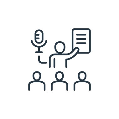 Vektör ikonu çalıştırılıyor. Teknik direktörlük. Web ve mobil uygulamalarda kullanım için doğrusal sembol çalıştırma, logo, yazdırma medyası. İnce çizgili çizim. Vektör izole çizimi.