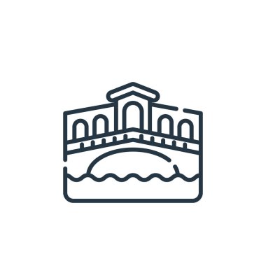 rialto köprüsü vektör simgesi. Rialto Köprüsü İnmesi. rialto köprü lineer sembolü web ve mobil uygulamalar, logo, yazdırma medyası için. İnce çizgili çizim. Vektör izole çizimi.
