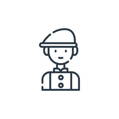 Adam vektör simgesi. İnme inmesi. Web ve mobil uygulamalarda kullanmak için adam doğrusal sembolü, logo, yazdırma medyası. İnce çizgili çizim. Vektör izole çizimi.