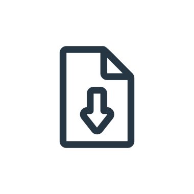 Vektör simgesi indir. İndirilebilir felç. Web ve mobil uygulamalarda kullanmak için doğrusal sembol indir, logo, yazdırma ortamı. İnce çizgili çizim. Vektör izole çizimi.