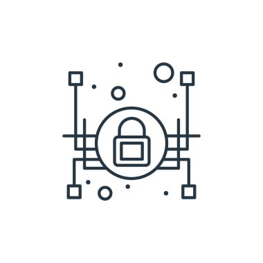 Asma kilit vektör simgesi. Asma kilit değiştirilebilir felç. Web ve mobil uygulamalarda kullanmak için asma kilit lineer sembolü, logo, yazdırma ortamı. İnce çizgili çizim. Vektör izole çizimi.