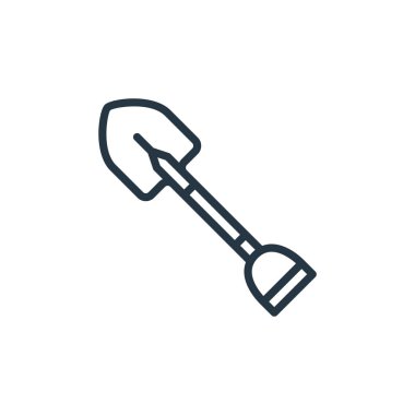 Kürek vektör simgesi. Yenebilir kürek darbesi. Web ve mobil uygulamalarda, logoda ve yazılı medyada kullanılacak doğrusal simgeyi kürekle. İnce çizgili çizim. Vektör izole çizimi.