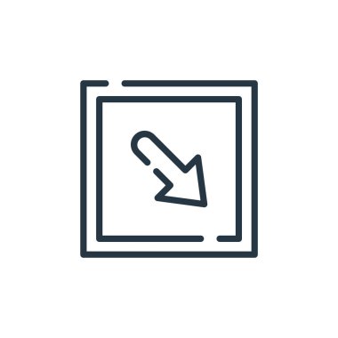 Sağ alt vektör simgesi. Sağ alttaki düzenlenebilir vuruş. Web ve mobil uygulamalarda kullanmak için alt sağ doğrusal sembol, logo, yazdırma ortamı. İnce çizgili çizim. Vektör izole çizimi.