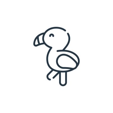 Flamingo vektör simgesi. Flamingo düzenlenebilir felç. Flamingo lineer sembolü web ve mobil uygulamalarda, logoda, yazdırma ortamında kullanılır. İnce çizgili çizim. Vektör izole çizimi.