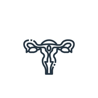 Rahim vektör simgesi. Rahimde düzenlenebilir felç. Web ve mobil uygulamalarda kullanım için rahim doğrusal sembolü, logo, yazdırma medyası. İnce çizgili çizim. Vektör izole çizimi.