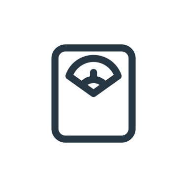 ağırlık ölçekli vektör simgesi. Ağırlık ölçüsü değiştirilebilir felç. Web ve mobil uygulamalarda kullanım için ağırlık ölçeği doğrusal sembolü, logo, yazdırma ortamı. İnce çizgili çizim. Vektör izole çizimi.