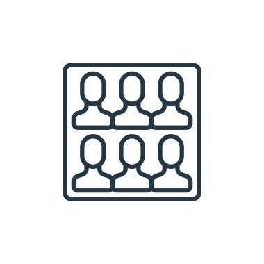 Kalabalık vektör simgesi. Kalabalık düzenlenebilir felç. kalabalık lineer sembolü web ve mobil uygulamalarda kullanım için, logo, yazdırma medyası. İnce çizgili çizim. Vektör izole çizimi.