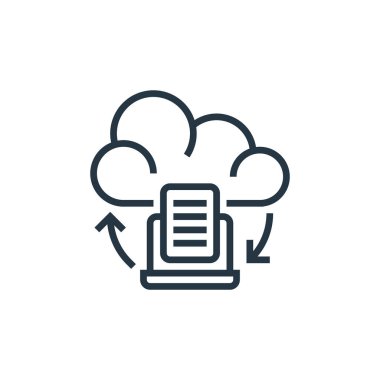 Bulut vektör simgesi. Bulutlu felç. İnternet ve mobil uygulamalarda, logoda ve yazılı medyada kullanılacak bulut doğrusal sembolü. İnce çizgili çizim. Vektör izole çizimi.